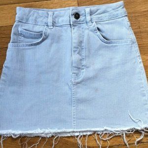 Blue and White Striped Denim Skirt
